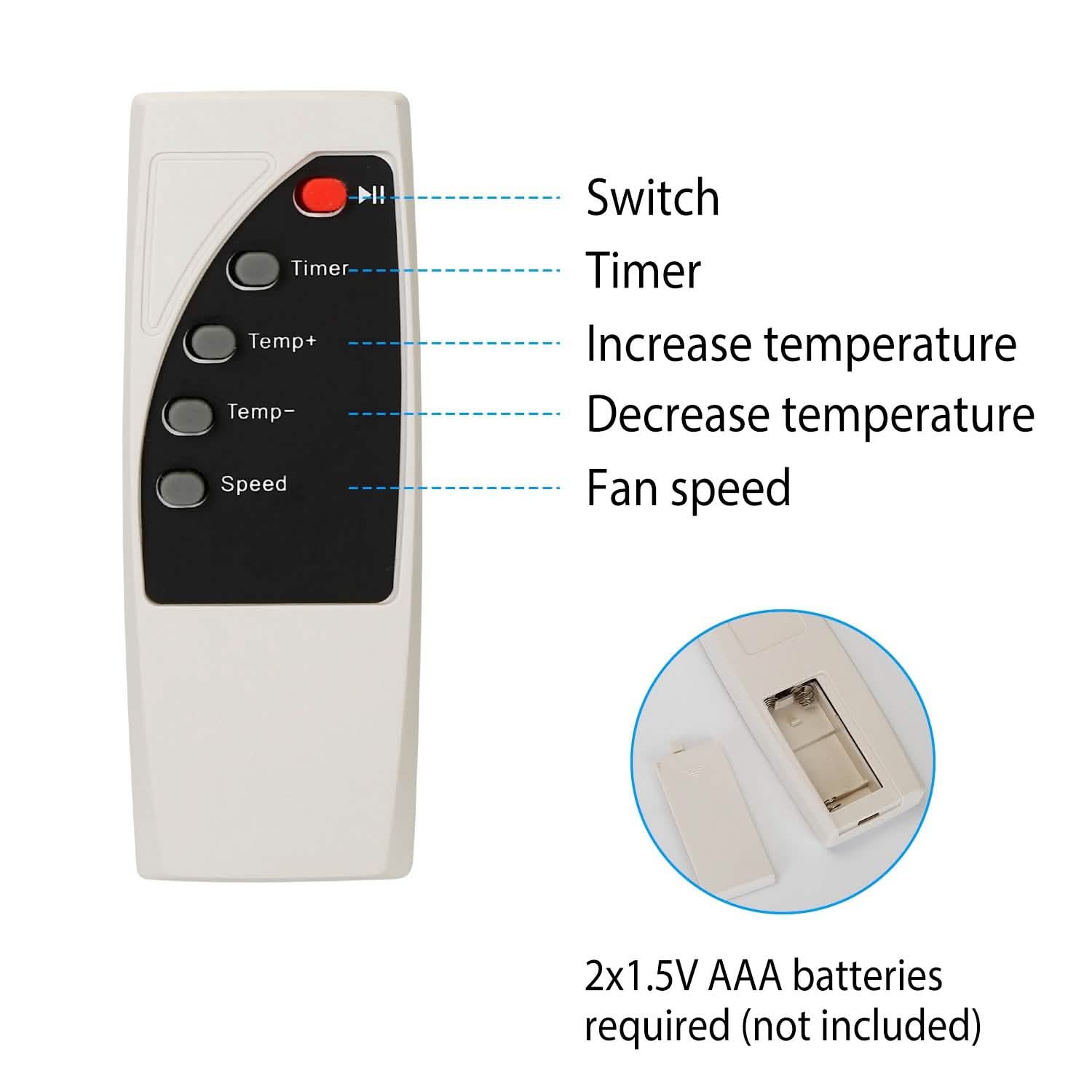 Radiateur soufflant portable 500 W à brancher sur prise murale avec télécommande