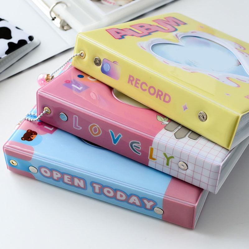 Album photo de 50/100 pochettes en forme de cœur creux, mini porte-cartes photo 4/6 pouces, classeur de cartes et rangement d'autocollants, étui pour cartes de visite, album de photos instantanées, cadeaux pour la Saint-Valentin
