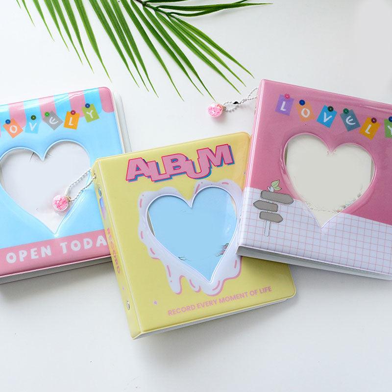 Album photo de 50/100 pochettes en forme de cœur creux, mini porte-cartes photo 4/6 pouces, classeur de cartes et rangement d'autocollants, étui pour cartes de visite, album de photos instantanées, cadeaux pour la Saint-Valentin
