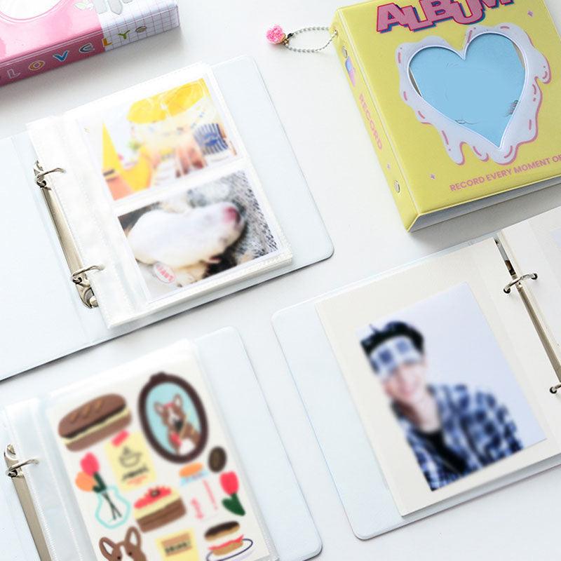 Album photo de 50/100 pochettes en forme de cœur creux, mini porte-cartes photo 4/6 pouces, classeur de cartes et rangement d'autocollants, étui pour cartes de visite, album de photos instantanées, cadeaux pour la Saint-Valentin