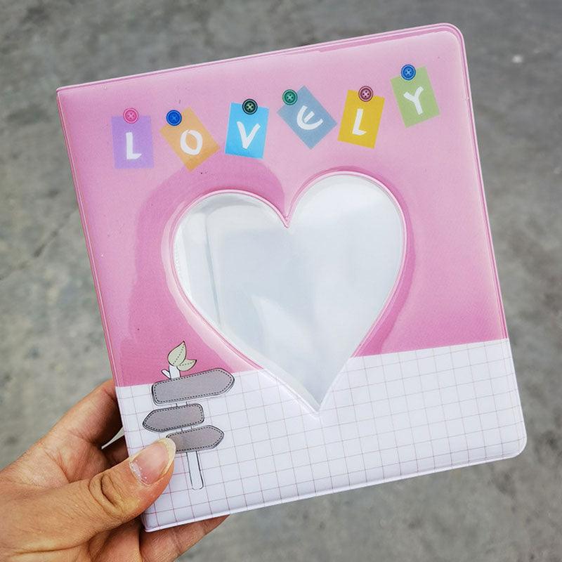 Album photo de 50/100 pochettes en forme de cœur creux, mini porte-cartes photo 4/6 pouces, classeur de cartes et rangement d'autocollants, étui pour cartes de visite, album de photos instantanées, cadeaux pour la Saint-Valentin