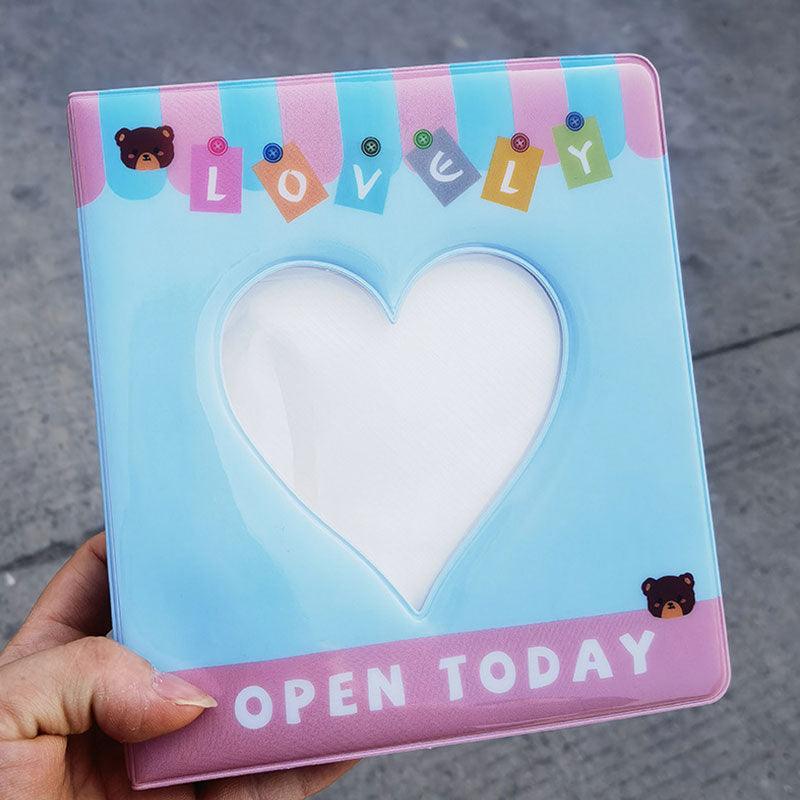 Album photo de 50/100 pochettes en forme de cœur creux, mini porte-cartes photo 4/6 pouces, classeur de cartes et rangement d'autocollants, étui pour cartes de visite, album de photos instantanées, cadeaux pour la Saint-Valentin