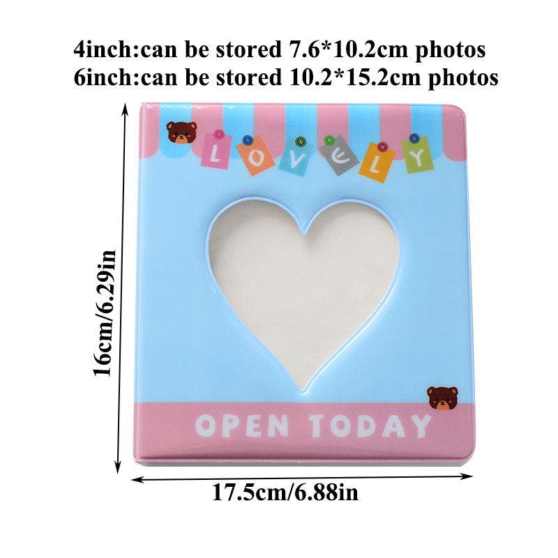Album photo de 50/100 pochettes en forme de cœur creux, mini porte-cartes photo 4/6 pouces, classeur de cartes et rangement d'autocollants, étui pour cartes de visite, album de photos instantanées, cadeaux pour la Saint-Valentin