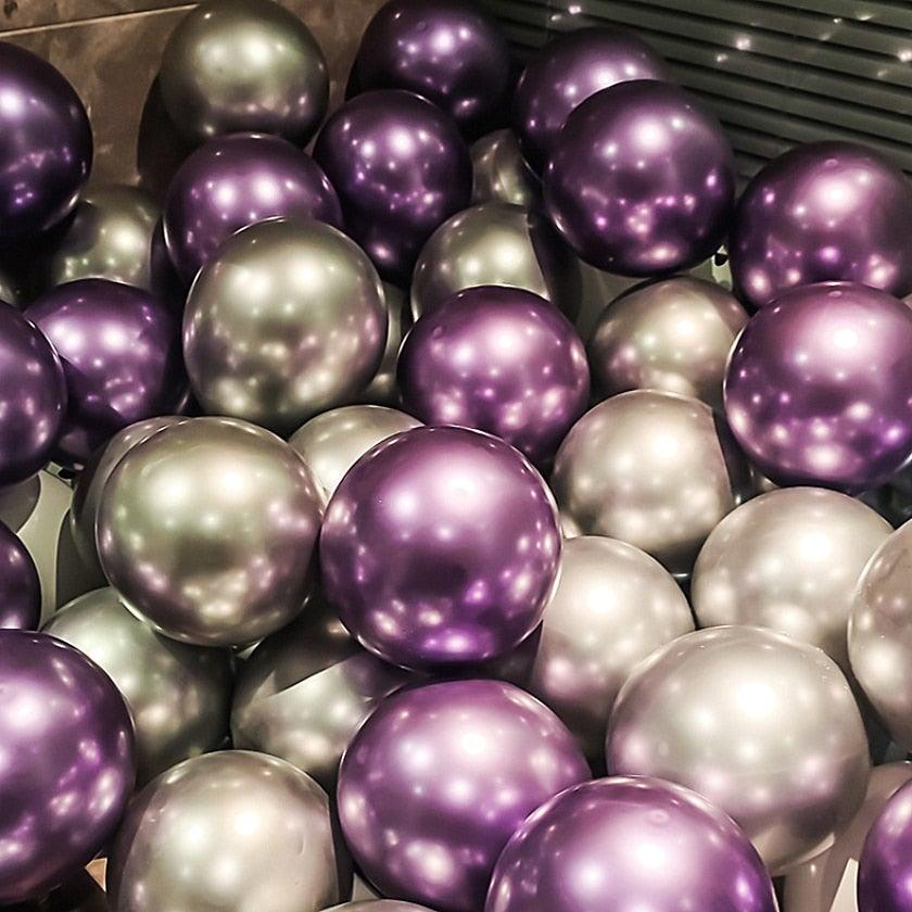 Ballons de confettis en latex métallisés or, argent et noir de 10 pouces - 50/15 pièces - pour décorations de mariage, d'anniversaire, de douches nuptiales et de baby showers