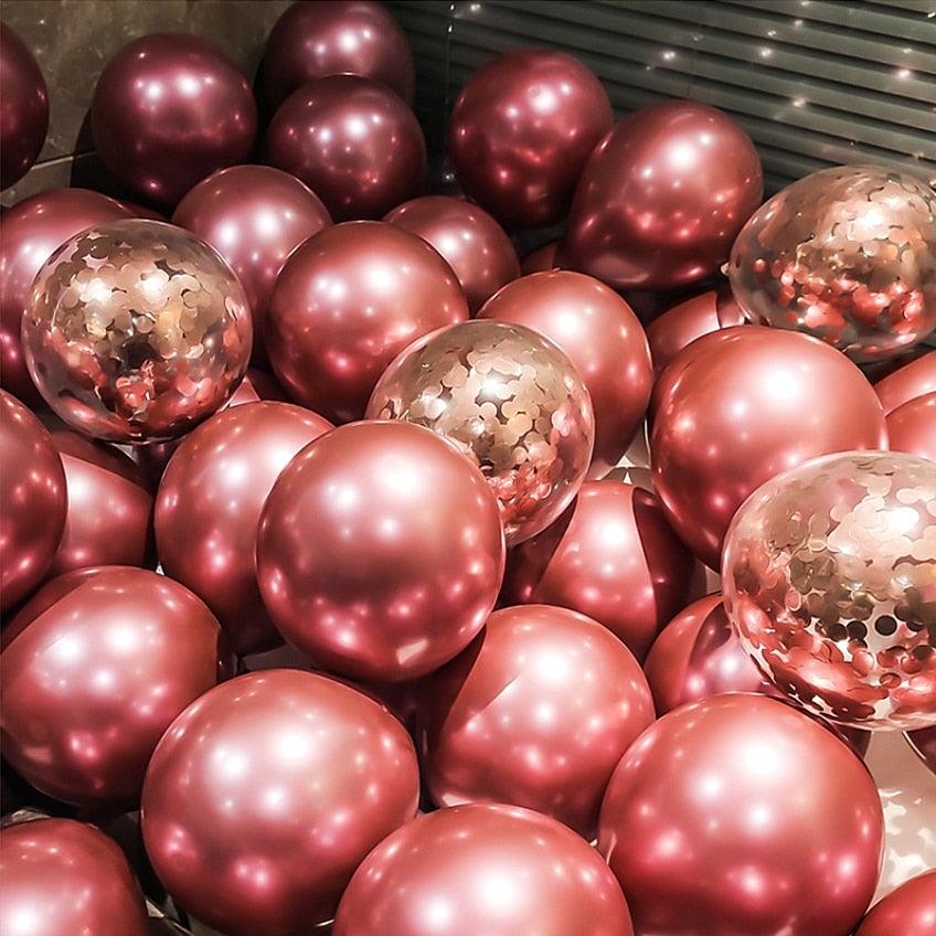 Ballons de confettis en latex métallisés or, argent et noir de 10 pouces - 50/15 pièces - pour décorations de mariage, d'anniversaire, de douches nuptiales et de baby showers