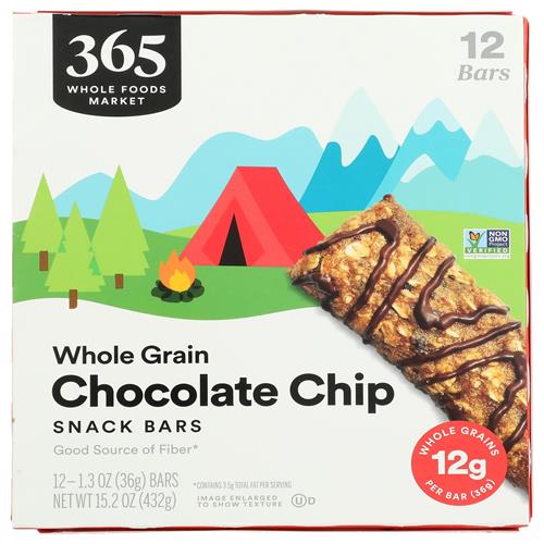 Whole Foods Market, Barres de céréales complètes pépites de chocolat pour enfants, 12 unités, 432 g