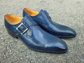 Carrucci Monkstrap Calfskin Shoes - Navy