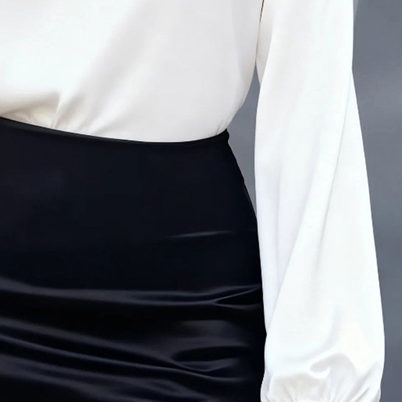 Chemisier décontracté à col en V pour femme – Chemise ample à manches longues