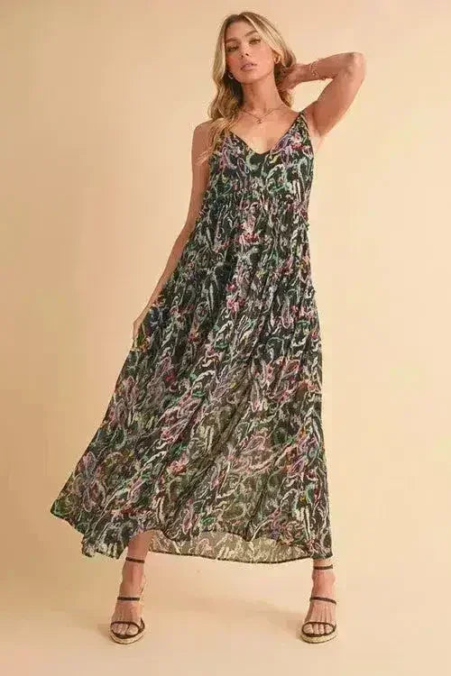 Robe caraco imprimée à volants et encolure en V Aemi + Co