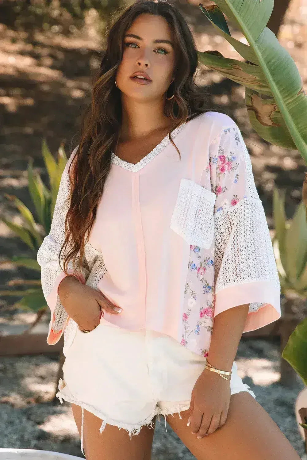 Chemisier en dentelle florale au crochet - Manches chauve-souris | S-2XL | Femstylo