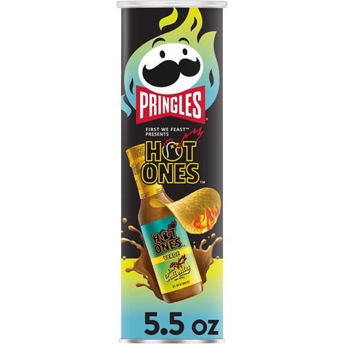 Pringles Hot Ones Los Calientes Chips de pommes de terre croustillantes, Verde, Snacks épicés, Inspiré de la sauce piquante, Boîte de 156g (1 boîte) ?