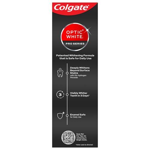 Colgate Optic White Pro Series Dentifrice blanchissant au peroxyde d'hydrogène 5%, Vividly Fresh, tube de 85 g