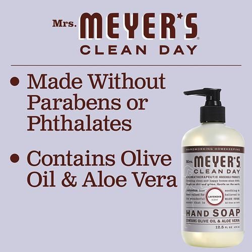 Recharge de savon liquide pour les mains Mrs. Meyers Clean Day, formule sans cruauté animale et biodégradable, parfum lavande, 975 ml (paquet de 1)