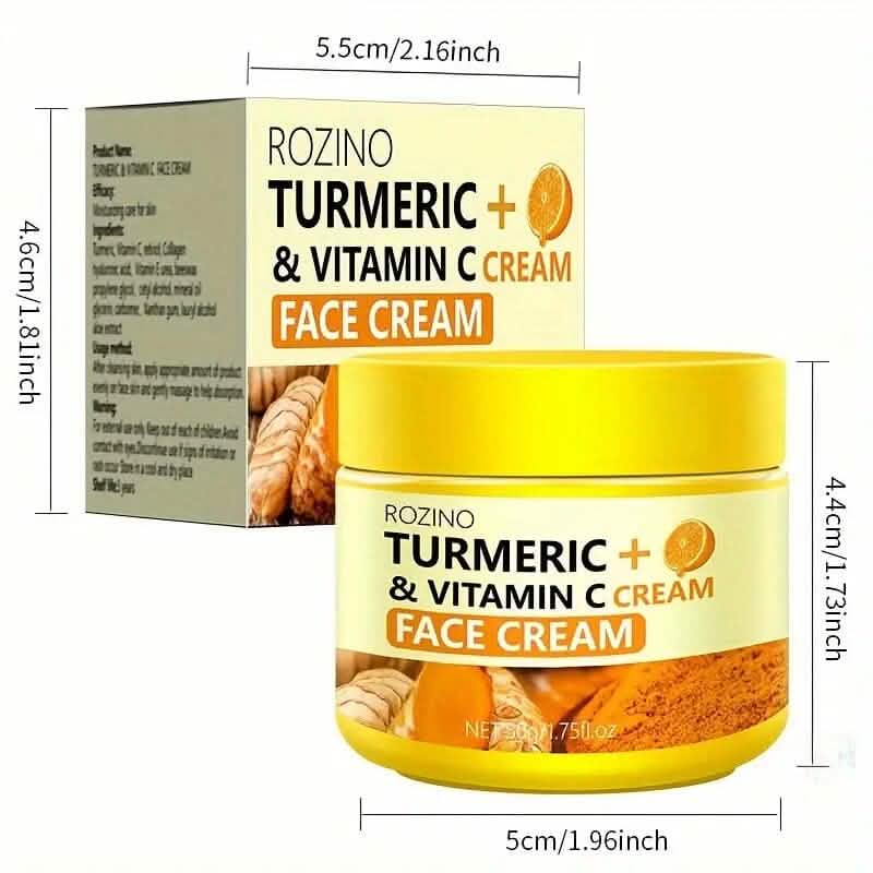 Crème Visage Curcuma + Vitamine C à l'Acide Hyaluronique 50g/1.75 Oz