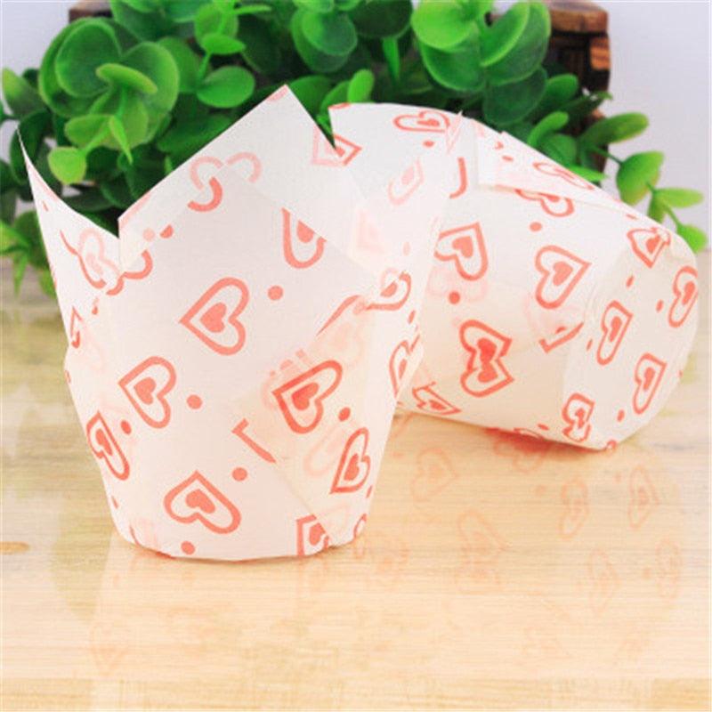 50 caissettes à cupcake style journal pour mariage, fête, moules à muffins, gobelets en papier, résistants à l'huile, enveloppes à gâteau, caissettes de cuisson, moules à muffins, supports à caissettes, couleurs marron, blanc et naturelles vives