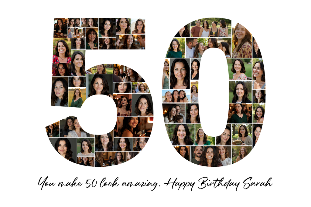 Modèle Canva de collage photo pour 50e anniversaire – Téléchargement numérique