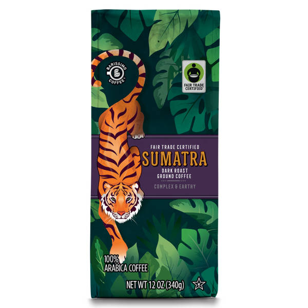 Café moulu torréfié foncé Barissimo équitable origine unique Sumatra, 340 g