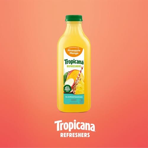 Boisson au jus d'ananas et de mangue Tropicana Refreshers, à base de vrai jus de fruit, bouteille de 1,36 L