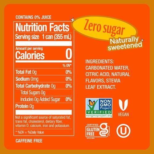 Boissons gazeuses Zevia Zéro Calorie, Orange, canettes de 355 ml (paquet de 6)