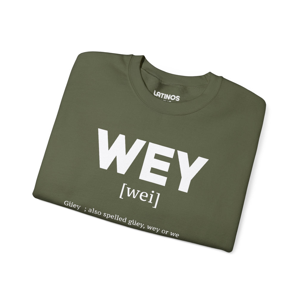 Sweat-shirt ras du cou Wey Guey Definition | Pull molletonné drôle pour Latino | 3 couleurs disponibles