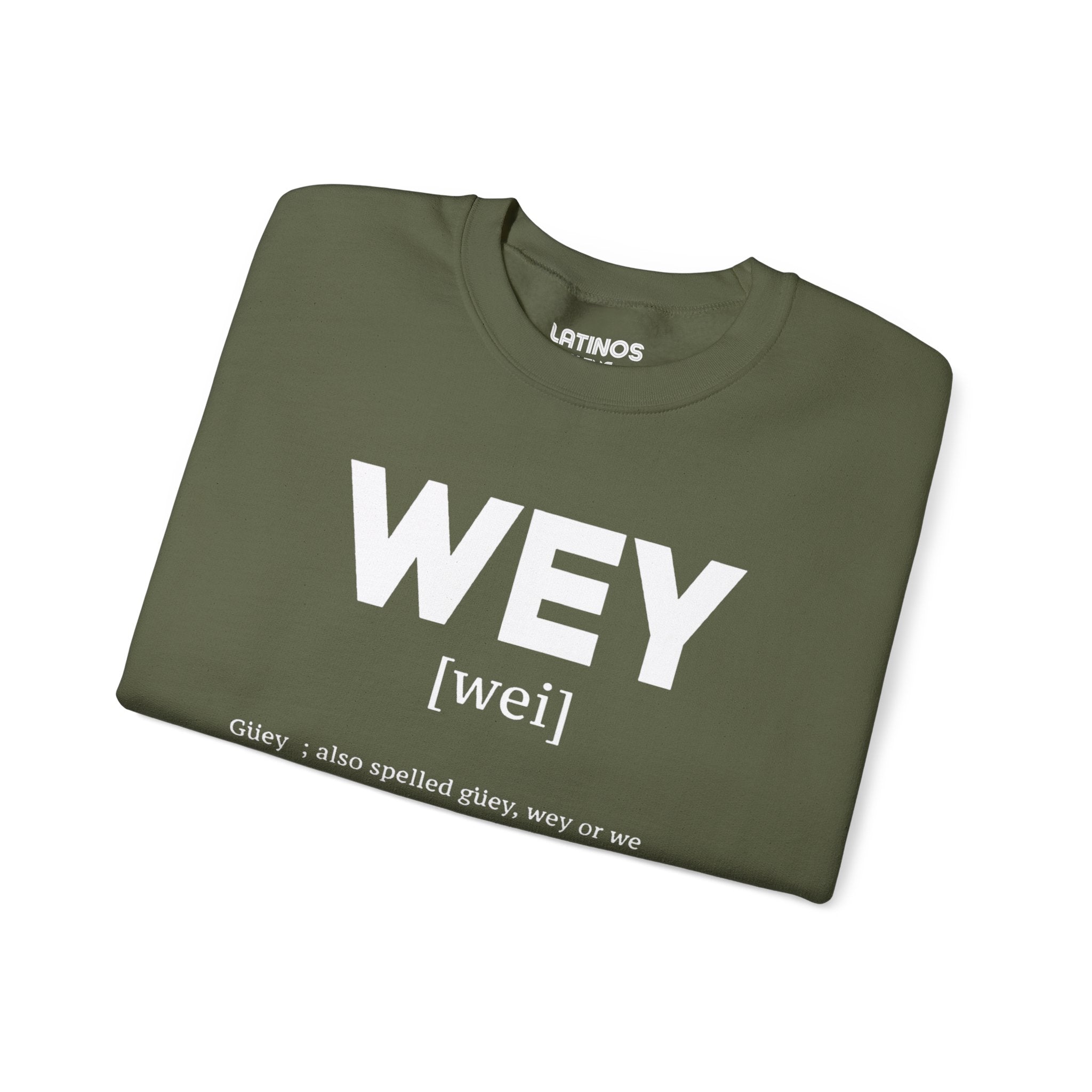 Sweat-shirt ras du cou Wey Guey Definition | Pull molletonné drôle pour Latino | 3 couleurs disponibles