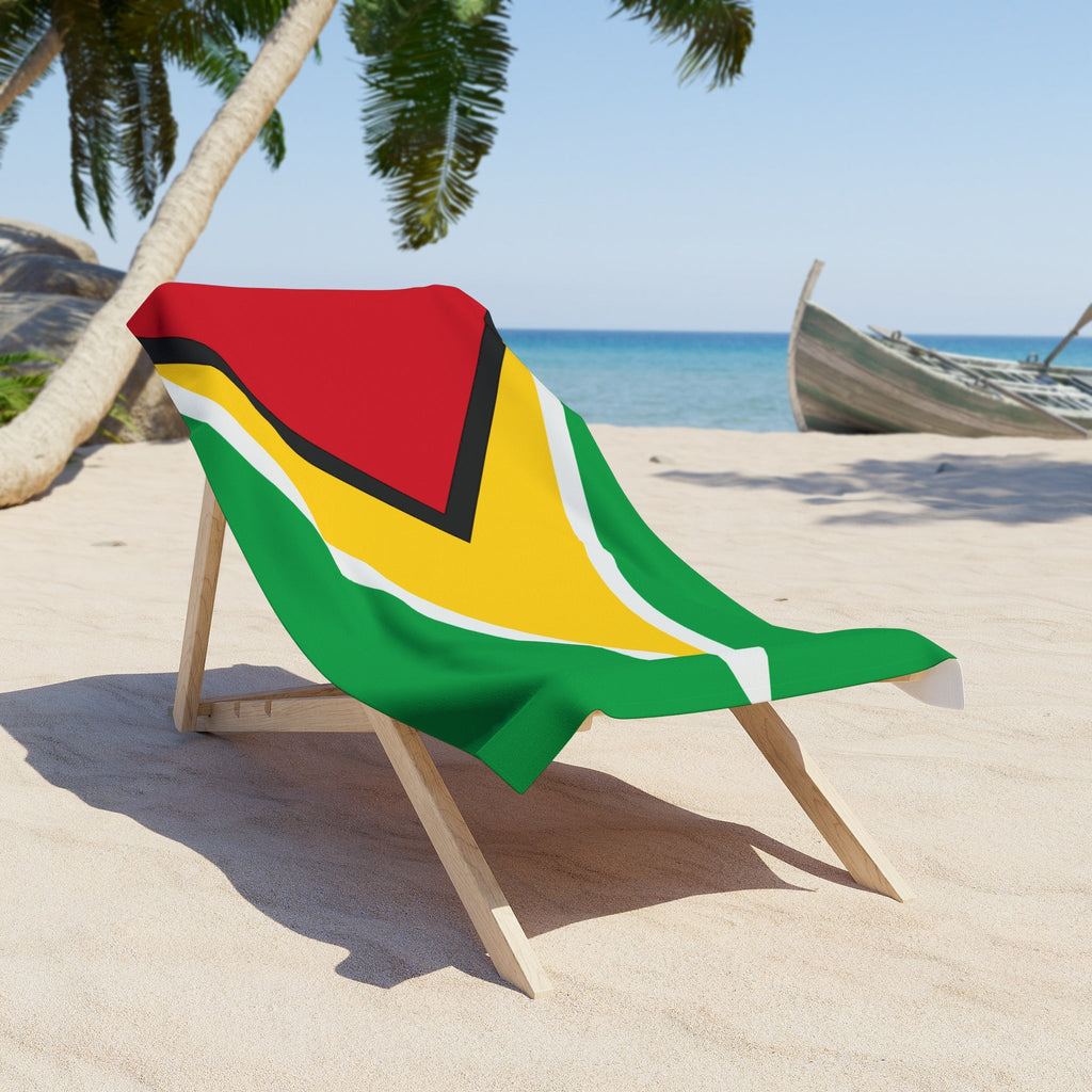 Serviette de Plage Drapeau du Guyana | Qualité & Durable - 2 Tailles | Fierté Guyanaise | Cadeau pour les Guyanais