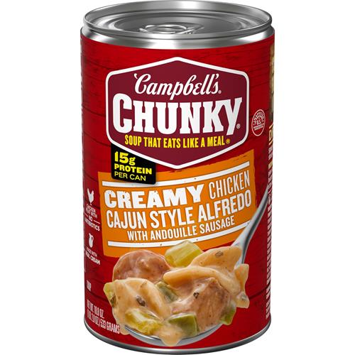 Soupe crémeuse Alfredo au poulet cajun Campbells Chunky avec saucisse Andouille, boîte de 533 g