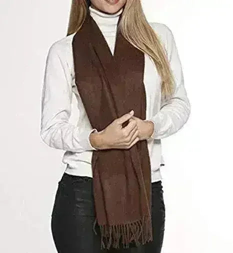 Grande écharpe en 100 % baby alpaga naturel, couleur marron chocolat