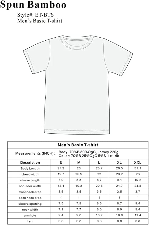 Liquidation T-shirt homme en bambou à manches courtes avec surpiqûres contrastantes