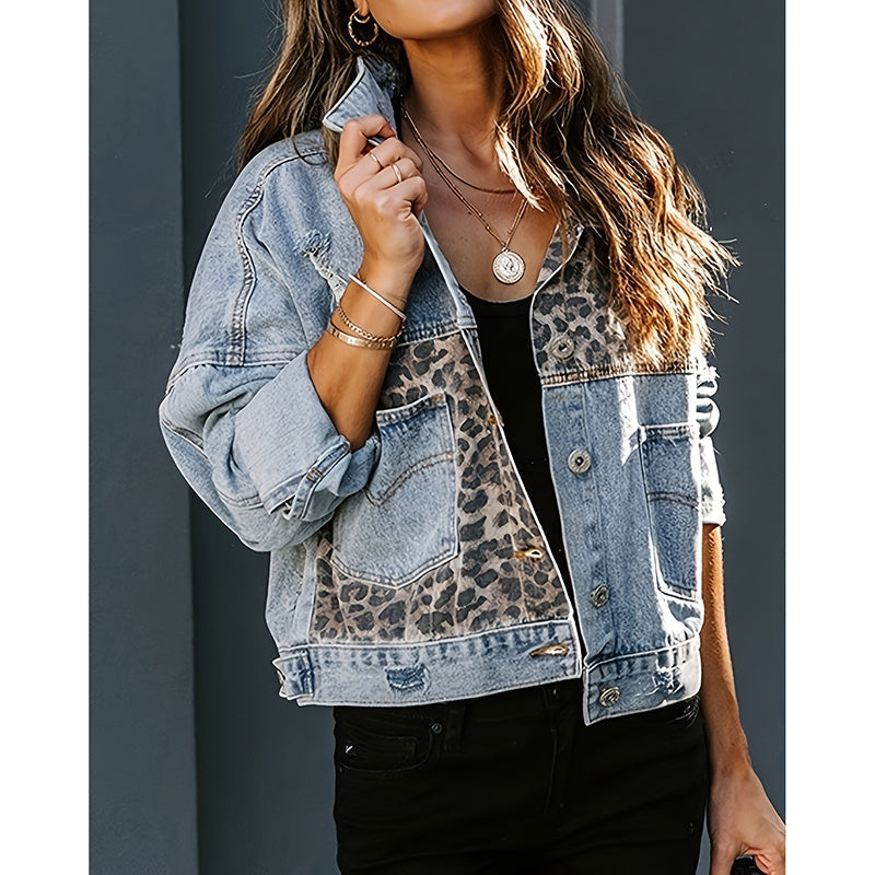 Veste en jean courte déchirée pour femme