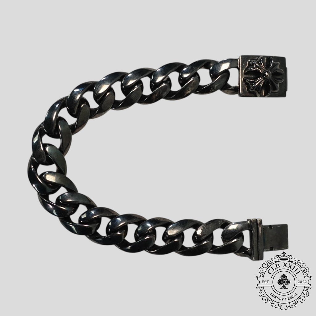 Bracelet cubain Chrome Hearts en argent oxydé