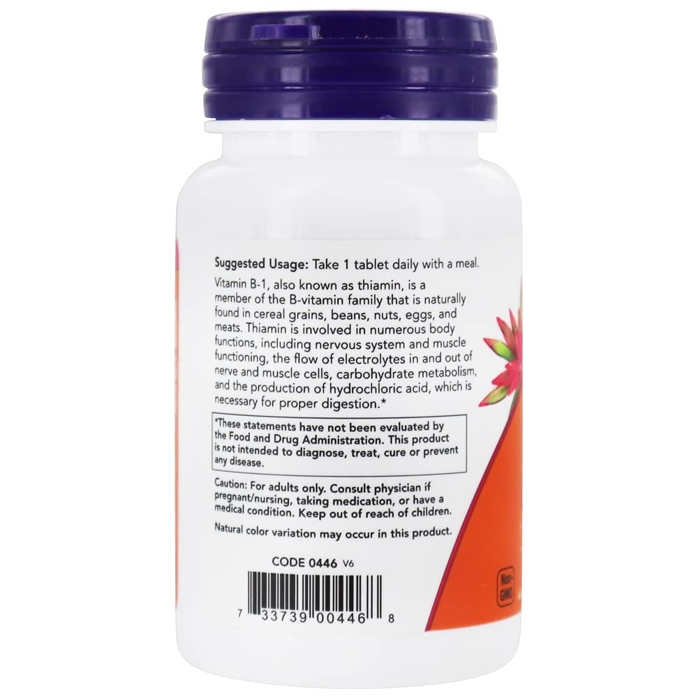 Now Foods Vitamine B-1 100 mg 100 Comprimés - 0446 - Lot de 4