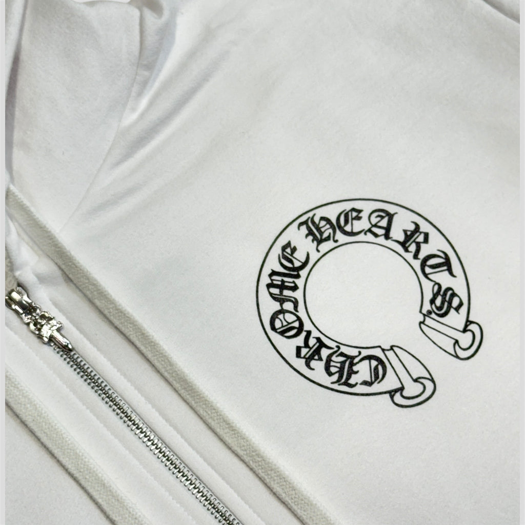 Sweat à capuche zippé Chrome Hearts Horseshoe blanc
