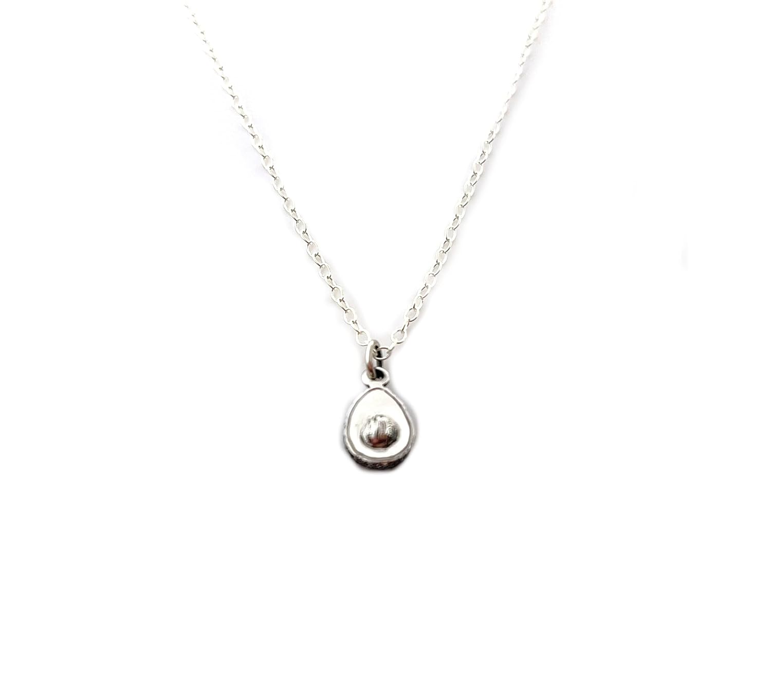 Sterling Silver Avocado Charm Necklace – Tiny Food Jewelry, Handmade Gift