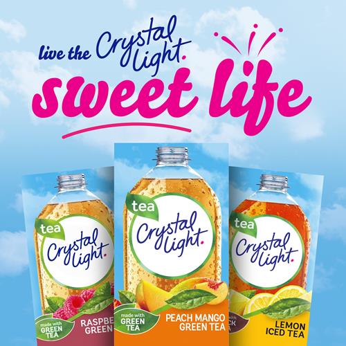 Crystal Light Thé vert pêche mangue arôme naturel, Mélange pour boisson en poudre, 10 sachets individuels