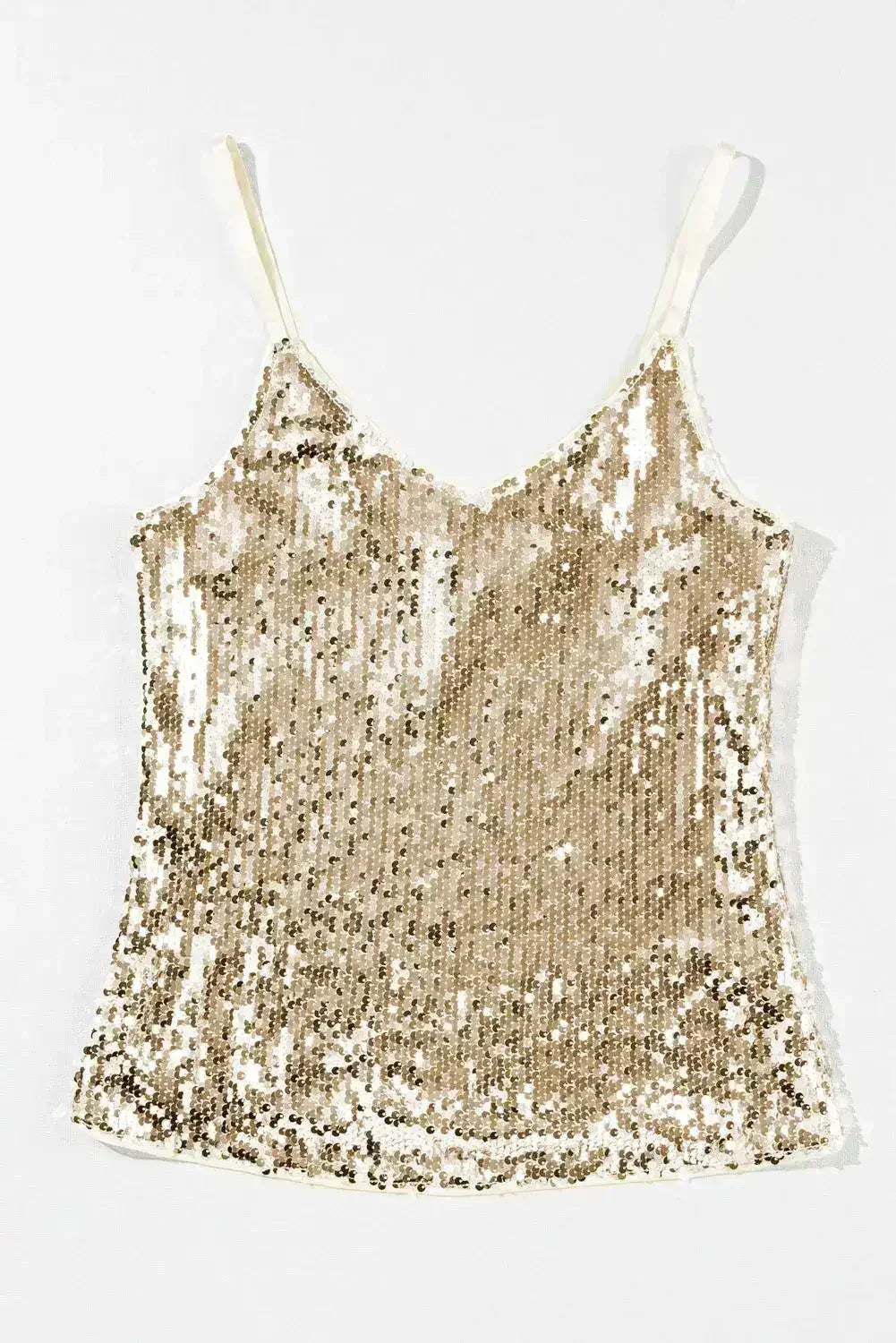 Débardeur noir à sequins, bretelles spaghetti réglables