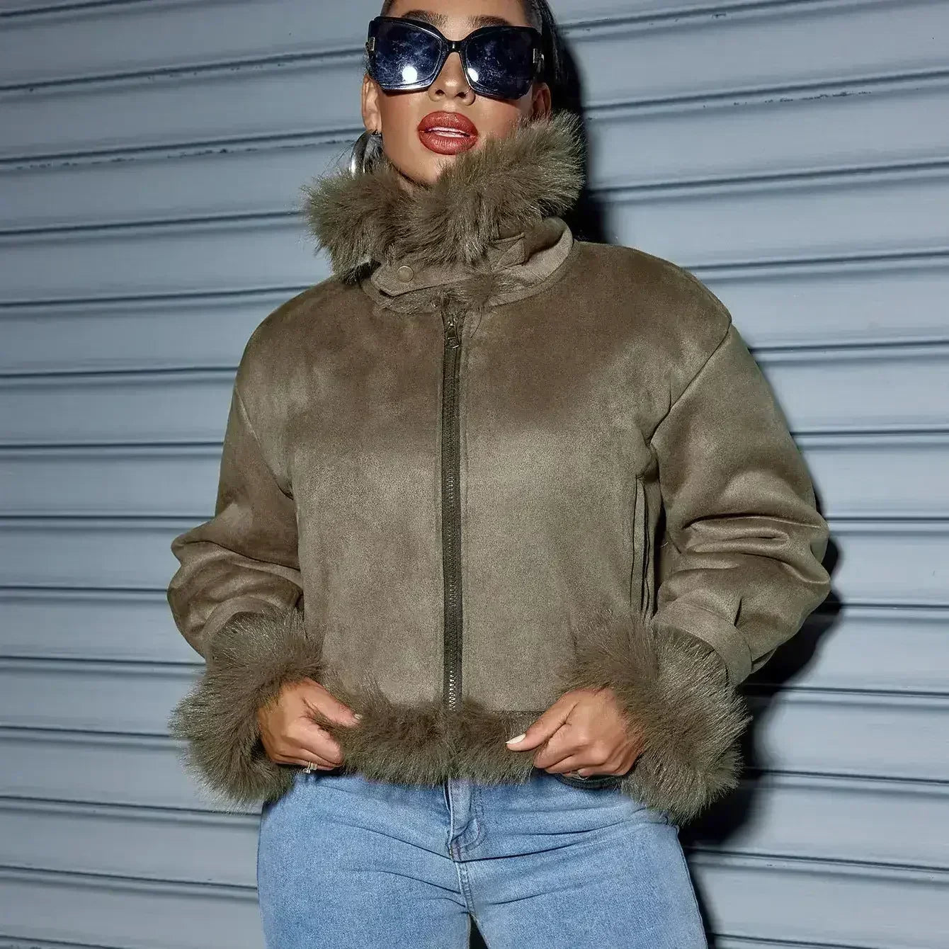 Manteau court en daim pour femme – Streetwear automne et hiver en similicuir