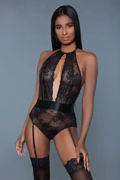 Body en satin à licou et bretelles détachables - Femstylo