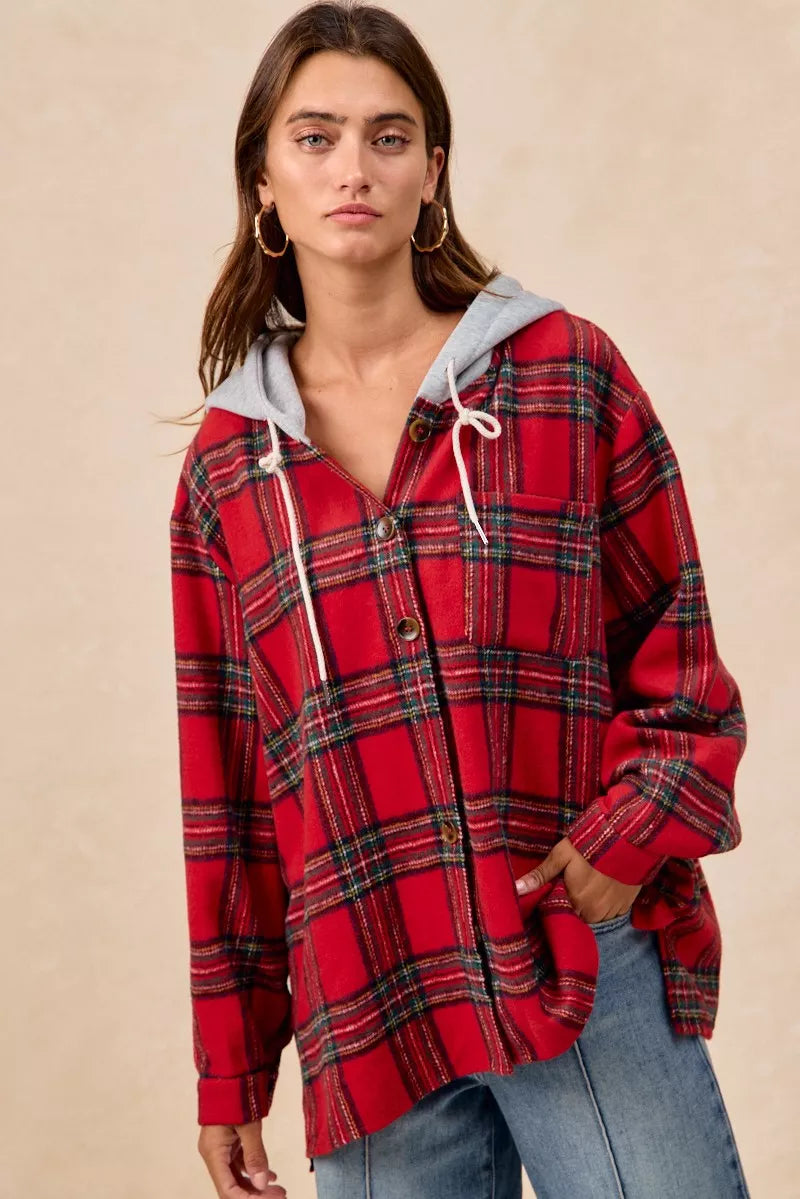 Veste à capuche à carreaux BiBi