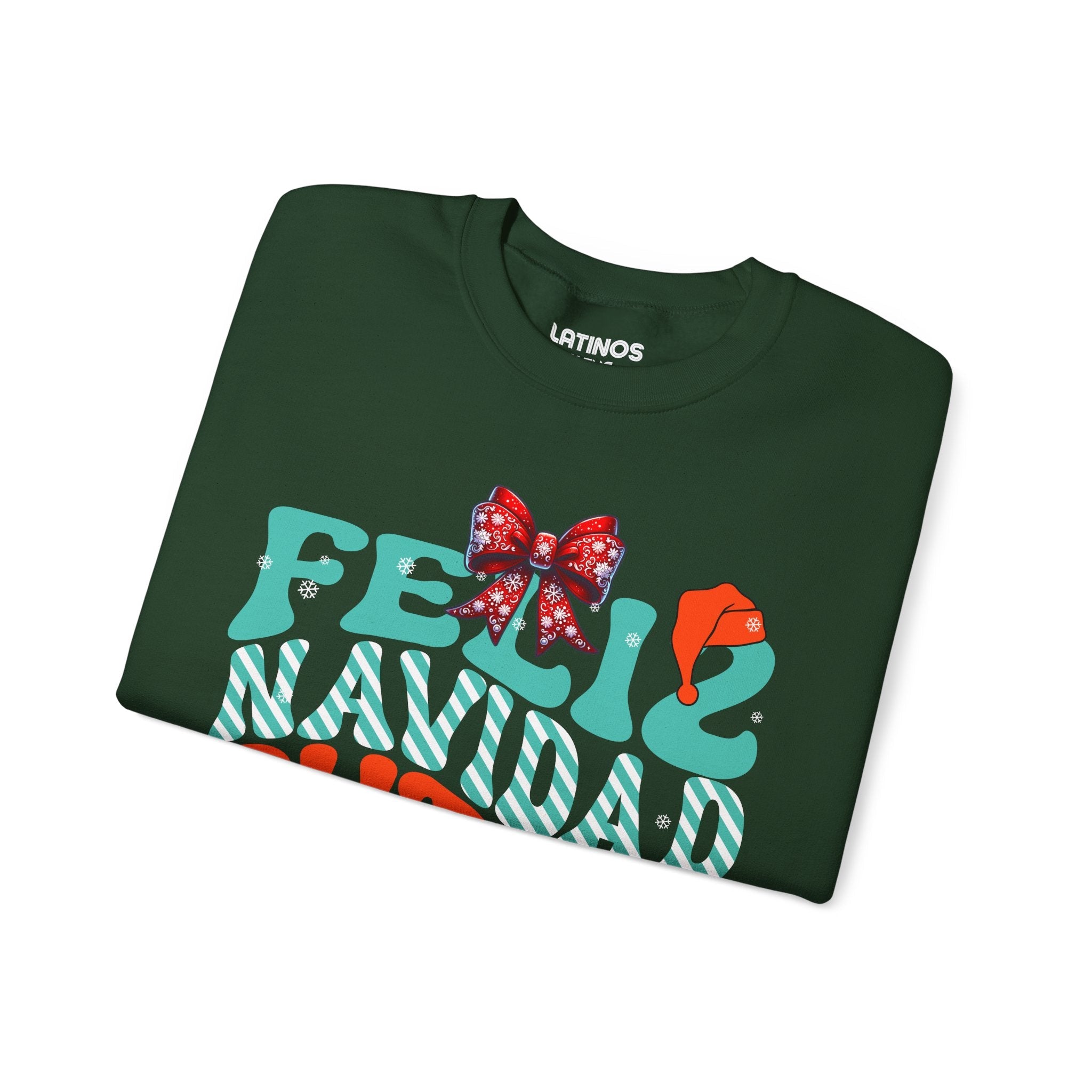 Feliz Navidad Putos ! Sweat-shirt col rond de Noël confortable | Fête latino 3 Couleurs