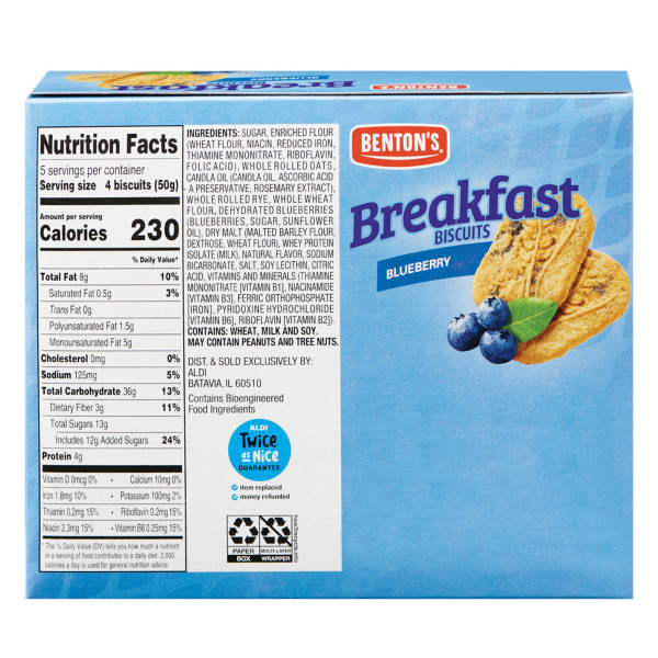 Biscuits Petit-Déjeuner Benton's aux Myrtilles, 249 g