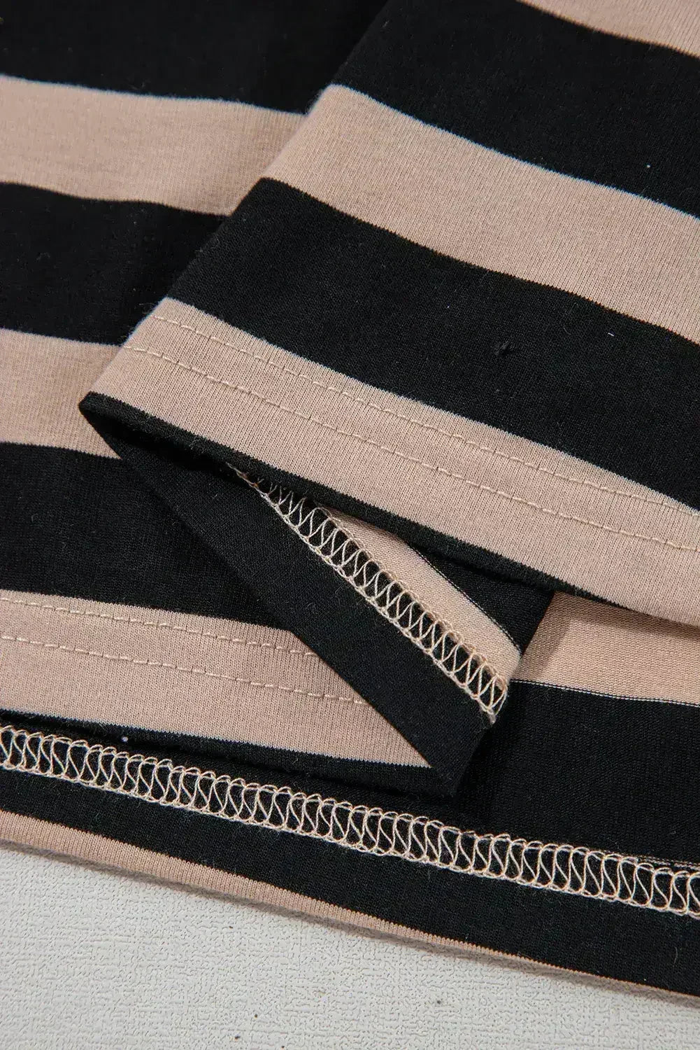 Black Striped Side Pockets T-shirt Maxi Dress
