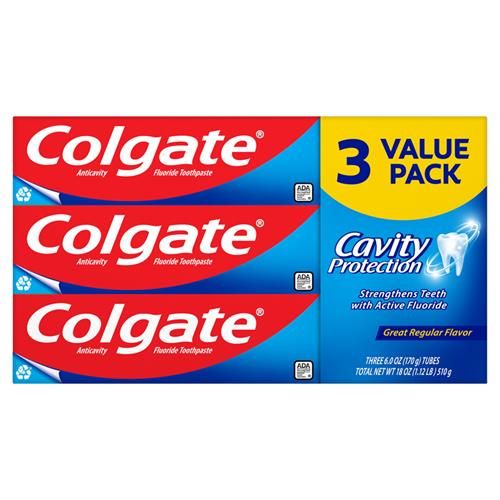 Colgate Dentifrice protection anti-caries au fluor, 170 g, paquet de 3