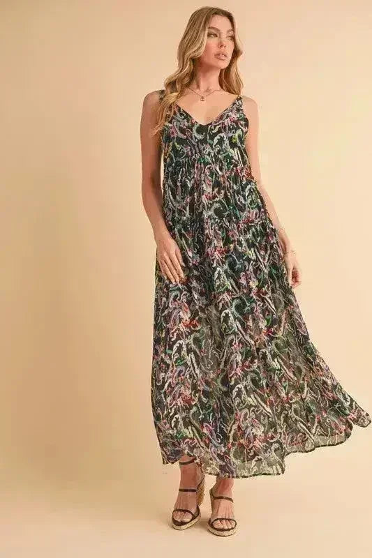 Robe caraco imprimée à volants et encolure en V Aemi + Co