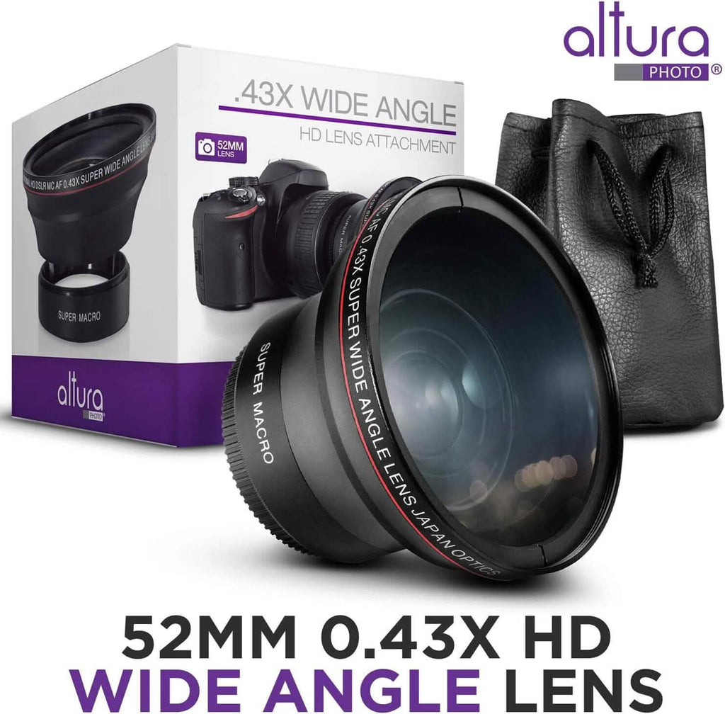Objectif grand angle HD professionnel Altura Photo 52 MM 0,43x (avec partie macro) pour Nikon (reconditionné)