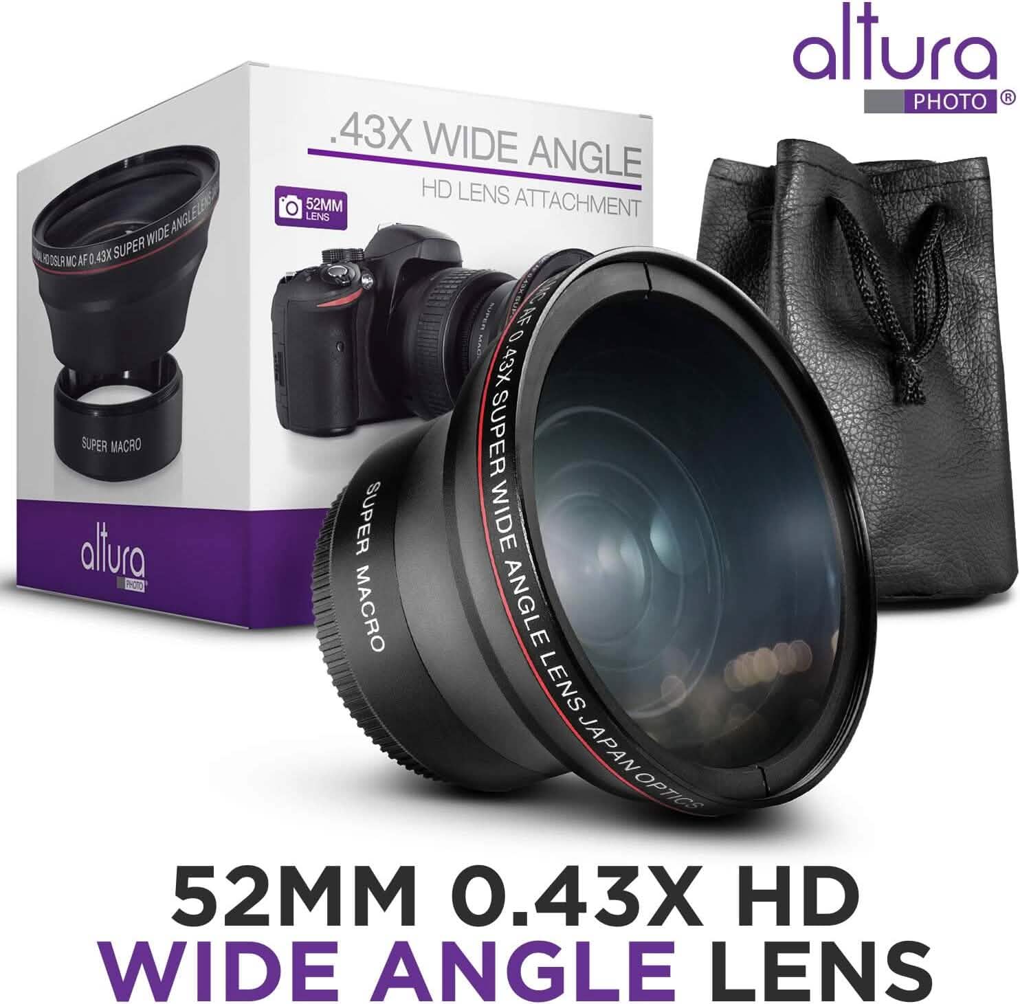 Objectif grand angle HD professionnel Altura Photo 52 MM 0,43x (avec partie macro) pour Nikon (reconditionné)