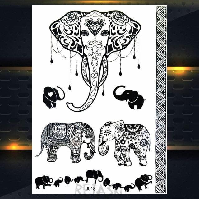 53 feuilles de tatouages temporaires en dentelle noire, autocollant papillon fleur faux tatouage, autocollant sexy henné noir tatouages temporaires pour femmes