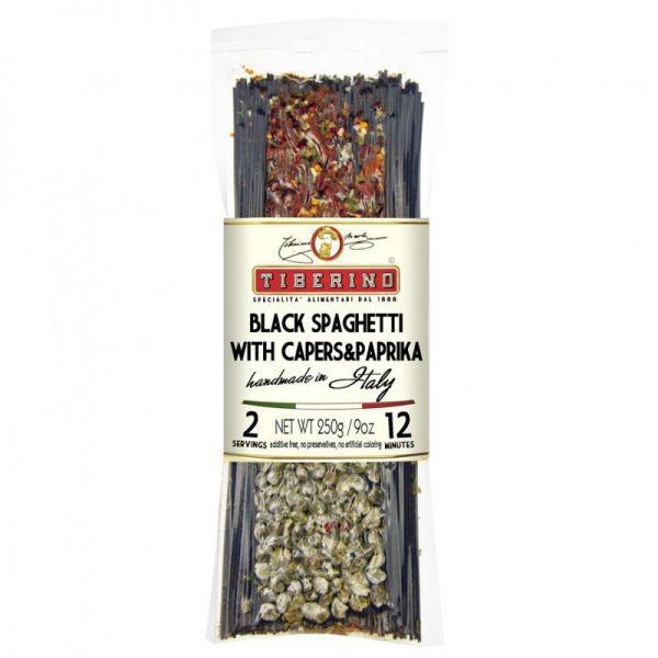 Tiberino - Spaghetti noirs aux câpres et paprika (255g)