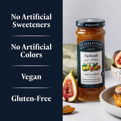 Confiture de figues St. Dalfour Fig Royale - 284g - 100% issue de fruits, sans ingrédients artificiels, sans OGM, sans sucres de canne, entièrement naturelle, fabriquée en France