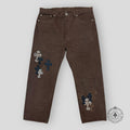 Jean Chrome Hearts marron à patchs léopard et croix